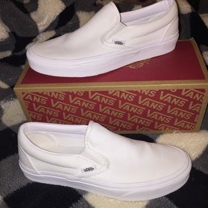 White Slip-On Vans - NWOT